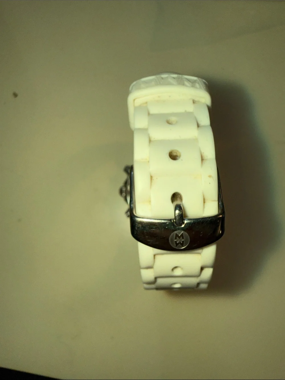 Michele White and Silver Chronograph Watch